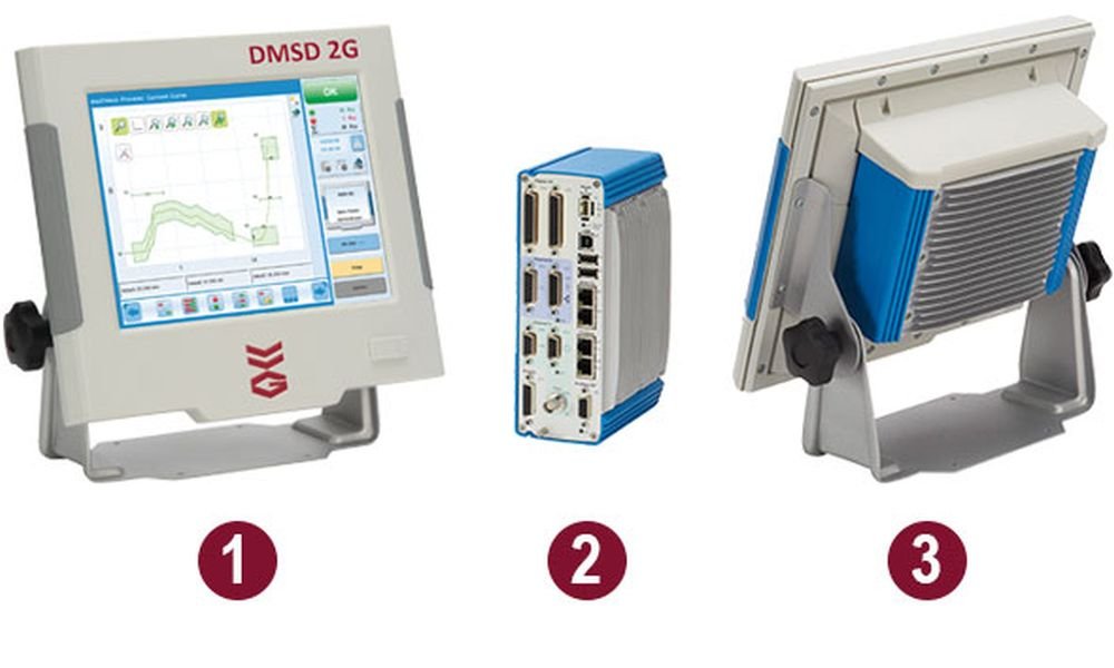 DMSD 2G - součásti systému: 1 - monitor DIM, 2 - počítačová jednotka MEM, 3 - DIM a MEM přímo napojené DMSD 2G - součásti systému: 1 - monitor DIM, 2 - počítačová jednotka MEM, 3 - DIM a MEM přímo napojené