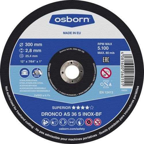 Řezný kotouč OSBORN - DRONCO na nerezové oceli Řezný kotouč OSBORN - DRONCO na nerezové oceli